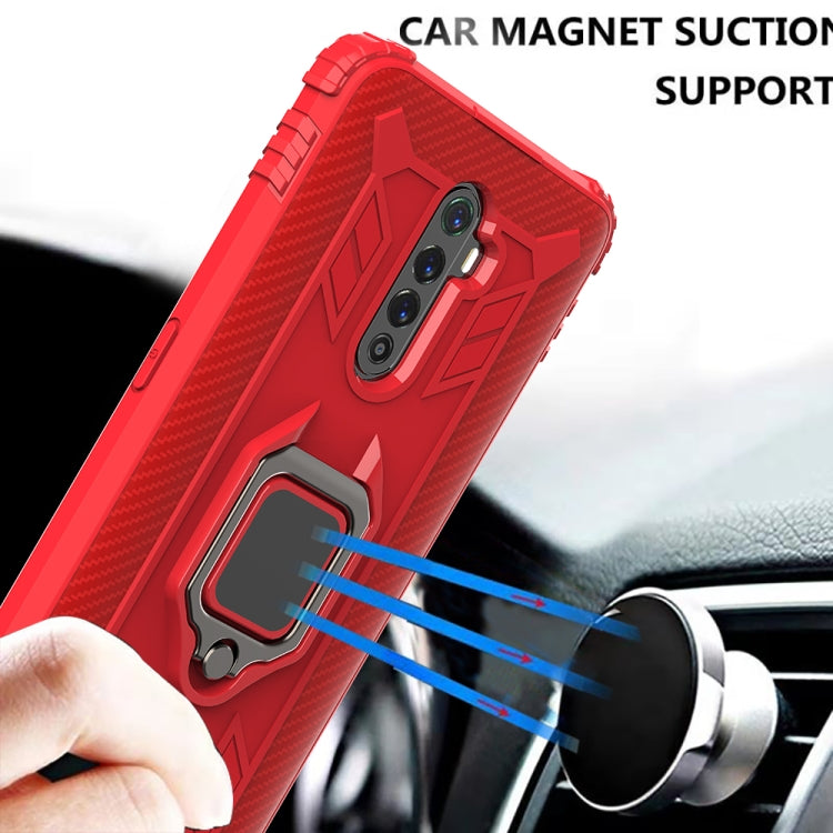 For OPPO Realme X2 Pro / Reno Ace Carbon Fiber Protective Case with 360 Degree Rotating Ring Holder