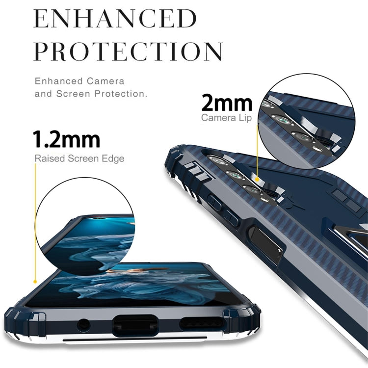 For Huawei Honor 20 / 20S / Nova 5T Carbon Fiber Protective Case with 360 Degree Rotating Ring Holder