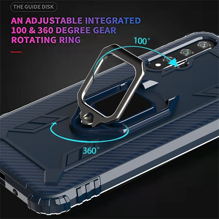 For Huawei Honor 20 / 20S / Nova 5T Carbon Fiber Protective Case with 360 Degree Rotating Ring Holder