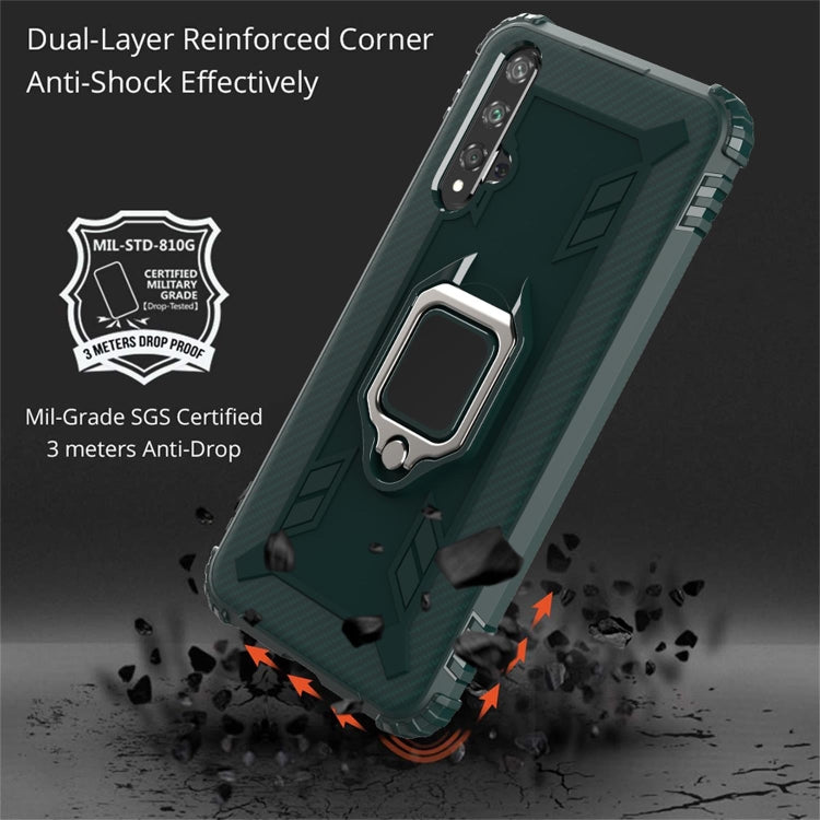 For Huawei Honor 20 / 20S / Nova 5T Carbon Fiber Protective Case with 360 Degree Rotating Ring Holder