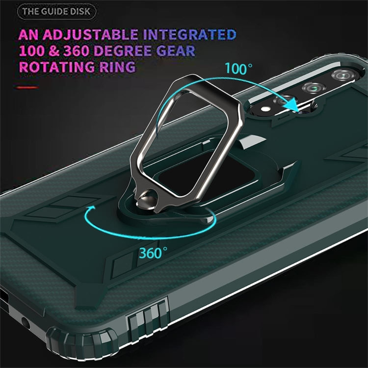 For Huawei Honor 20 / 20S / Nova 5T Carbon Fiber Protective Case with 360 Degree Rotating Ring Holder