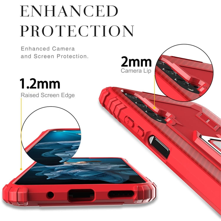 For Huawei Honor 20 / 20S / Nova 5T Carbon Fiber Protective Case with 360 Degree Rotating Ring Holder