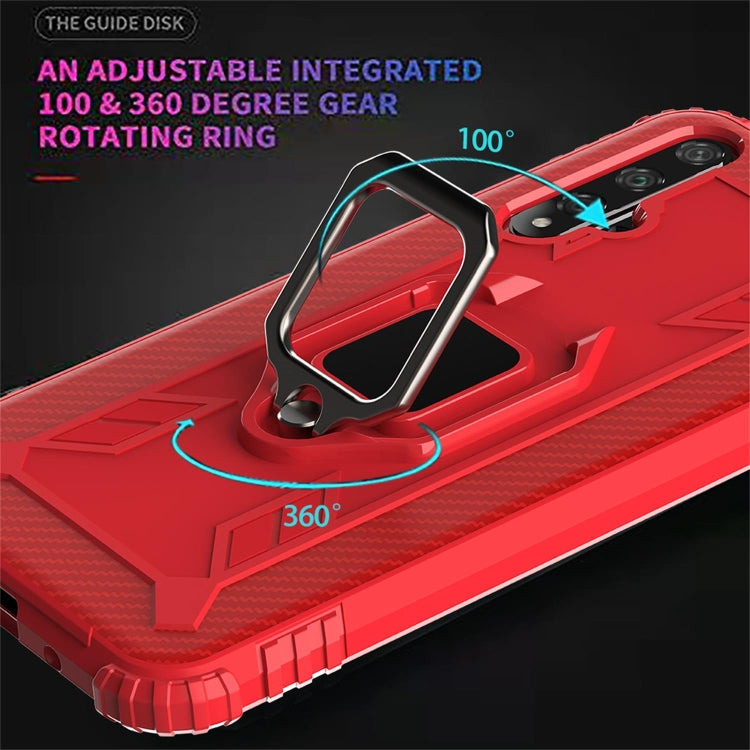 For Huawei Honor 20 / 20S / Nova 5T Carbon Fiber Protective Case with 360 Degree Rotating Ring Holder