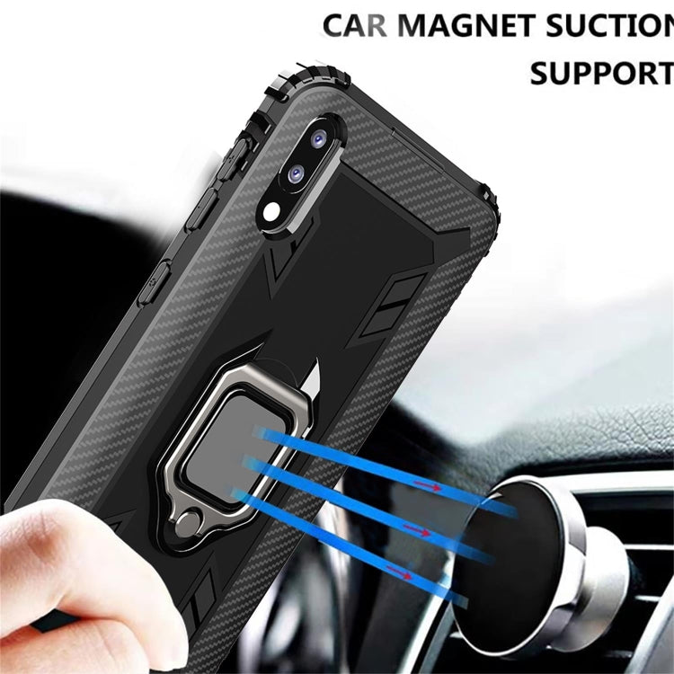 For Samsung Galaxy A10 / M10 Carbon Fiber Protective Case with 360 Degree Rotating Ring Holder