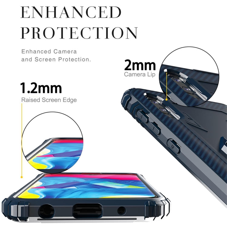 For Samsung Galaxy A10 / M10 Carbon Fiber Protective Case with 360 Degree Rotating Ring Holder