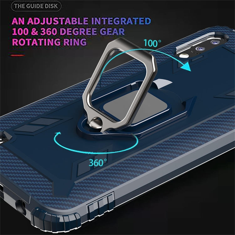 For Samsung Galaxy A10 / M10 Carbon Fiber Protective Case with 360 Degree Rotating Ring Holder