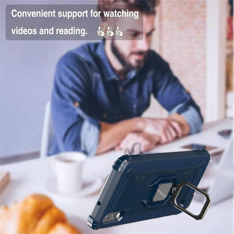 For Samsung Galaxy A10 / M10 Carbon Fiber Protective Case with 360 Degree Rotating Ring Holder