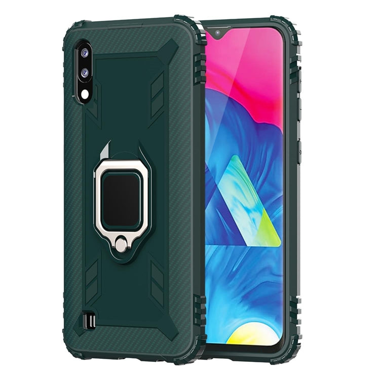 For Samsung Galaxy A10 / M10 Carbon Fiber Protective Case with 360 Degree Rotating Ring Holder