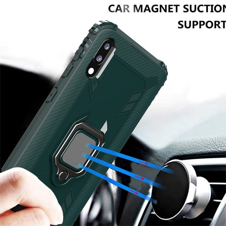 For Samsung Galaxy A10 / M10 Carbon Fiber Protective Case with 360 Degree Rotating Ring Holder