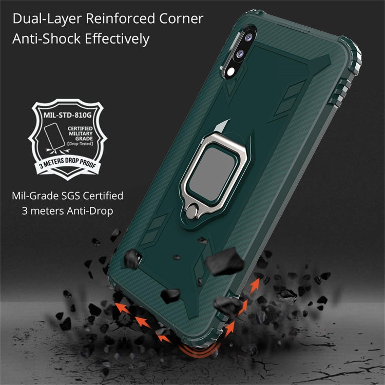 For Samsung Galaxy A10 / M10 Carbon Fiber Protective Case with 360 Degree Rotating Ring Holder