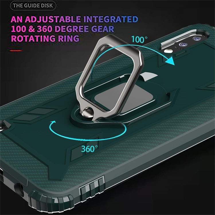 For Samsung Galaxy A10 / M10 Carbon Fiber Protective Case with 360 Degree Rotating Ring Holder