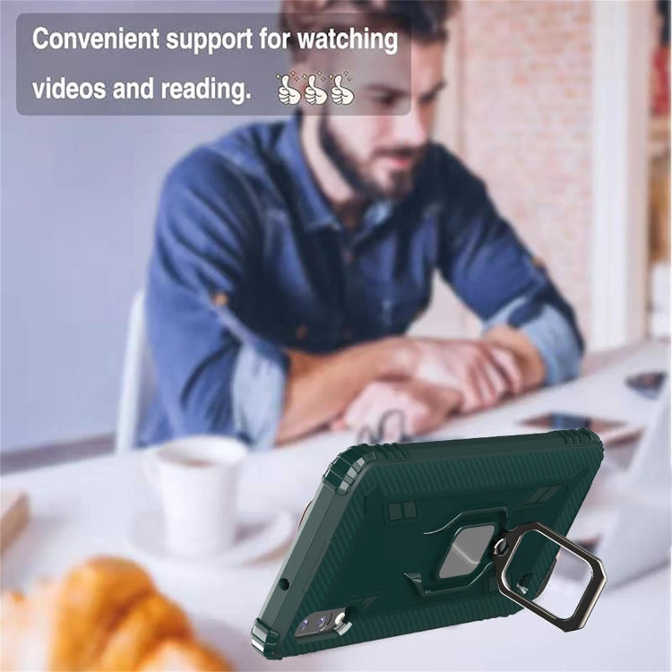 For Samsung Galaxy A10 / M10 Carbon Fiber Protective Case with 360 Degree Rotating Ring Holder