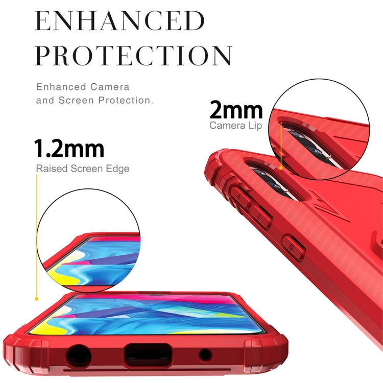 For Samsung Galaxy A10 / M10 Carbon Fiber Protective Case with 360 Degree Rotating Ring Holder