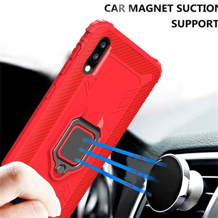 For Samsung Galaxy A10 / M10 Carbon Fiber Protective Case with 360 Degree Rotating Ring Holder