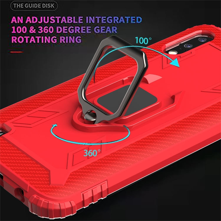 For Samsung Galaxy A10 / M10 Carbon Fiber Protective Case with 360 Degree Rotating Ring Holder