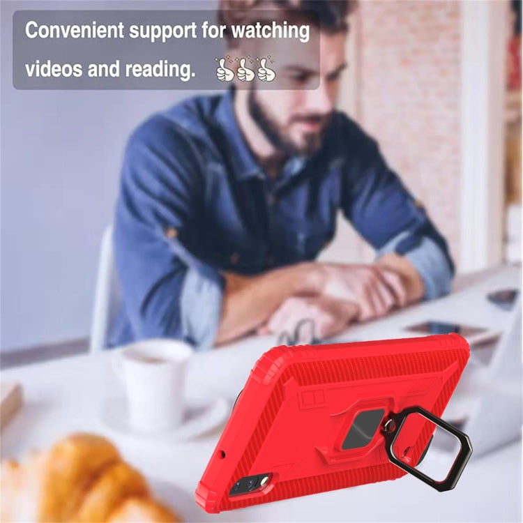 For Samsung Galaxy A10 / M10 Carbon Fiber Protective Case with 360 Degree Rotating Ring Holder