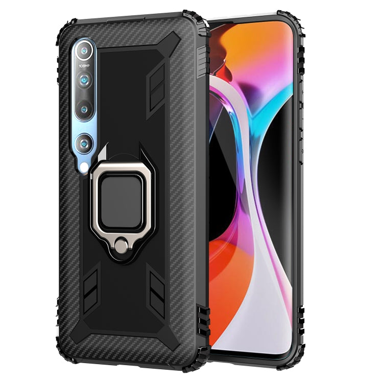 For Xiaomi Mi 10 / 10 Pro Carbon Fiber Protective Case with 360 Degree Rotating Ring Holder