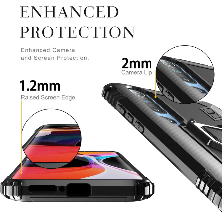 For Xiaomi Mi 10 / 10 Pro Carbon Fiber Protective Case with 360 Degree Rotating Ring Holder