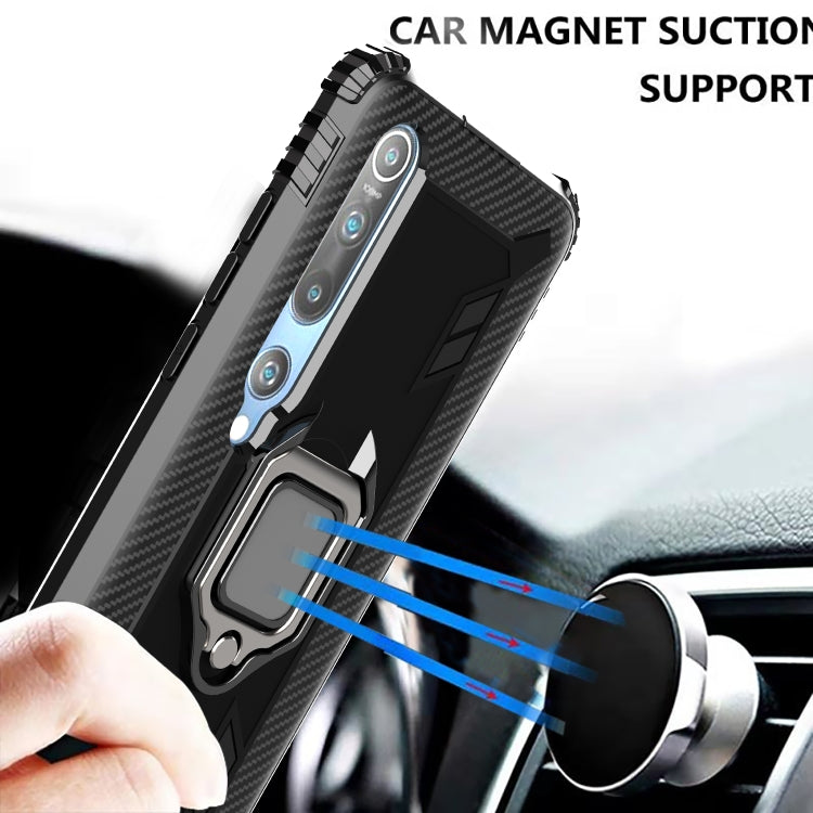 For Xiaomi Mi 10 / 10 Pro Carbon Fiber Protective Case with 360 Degree Rotating Ring Holder