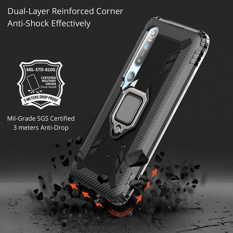 For Xiaomi Mi 10 / 10 Pro Carbon Fiber Protective Case with 360 Degree Rotating Ring Holder