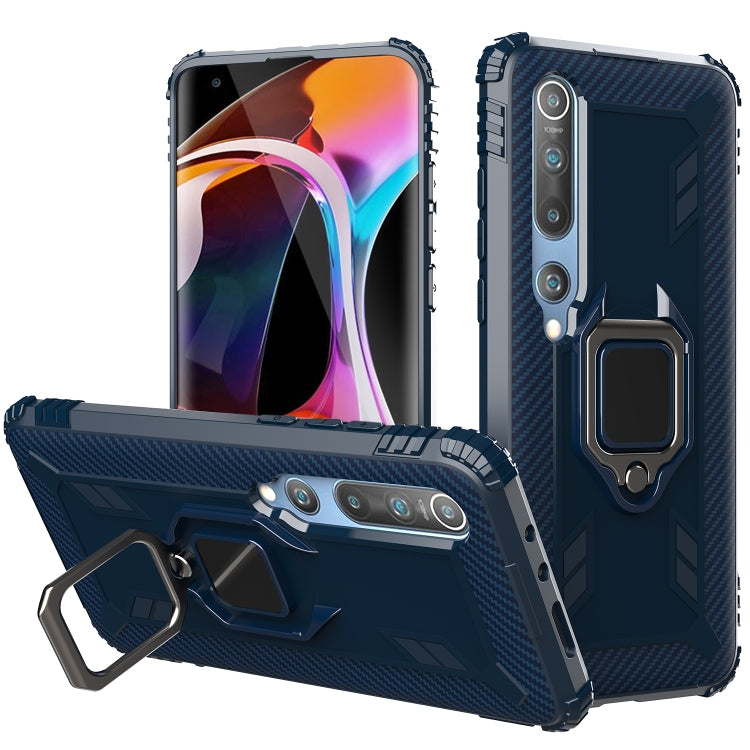 For Xiaomi Mi 10 / 10 Pro Carbon Fiber Protective Case with 360 Degree Rotating Ring Holder