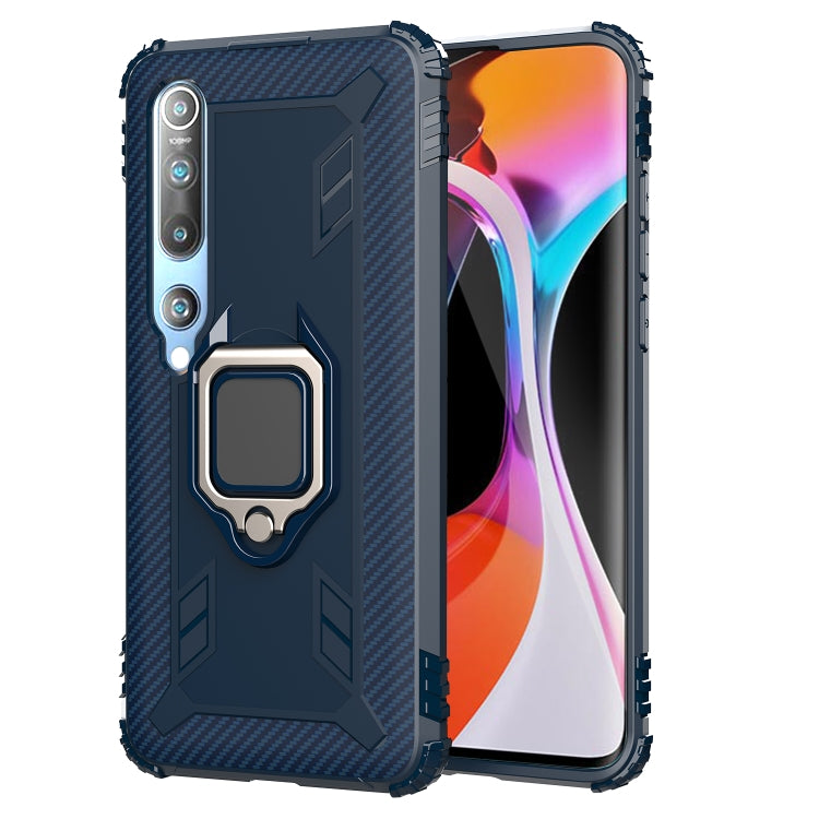 For Xiaomi Mi 10 / 10 Pro Carbon Fiber Protective Case with 360 Degree Rotating Ring Holder