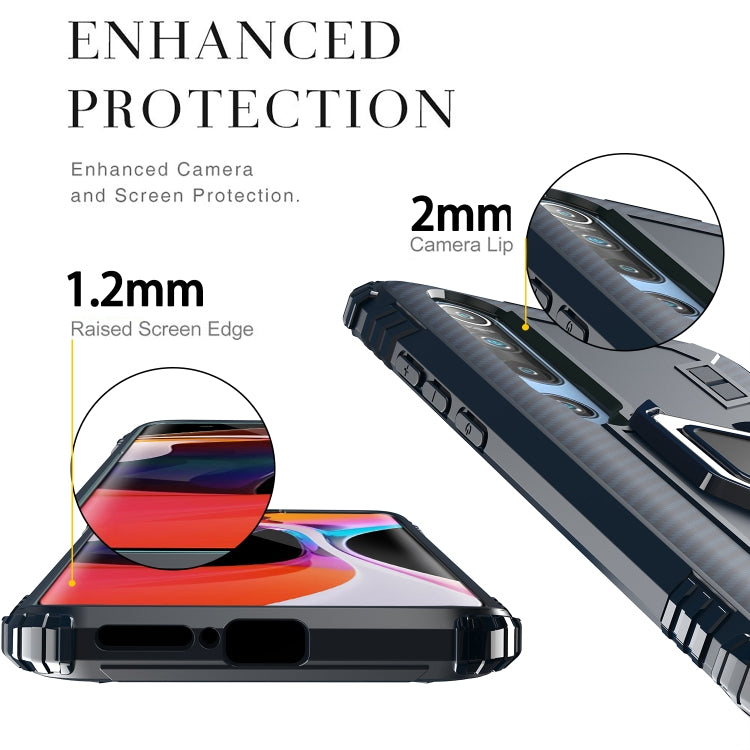 For Xiaomi Mi 10 / 10 Pro Carbon Fiber Protective Case with 360 Degree Rotating Ring Holder