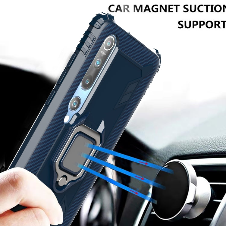 For Xiaomi Mi 10 / 10 Pro Carbon Fiber Protective Case with 360 Degree Rotating Ring Holder
