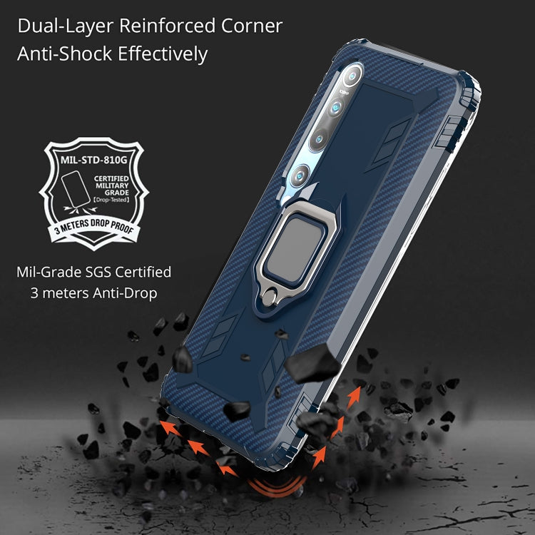 For Xiaomi Mi 10 / 10 Pro Carbon Fiber Protective Case with 360 Degree Rotating Ring Holder