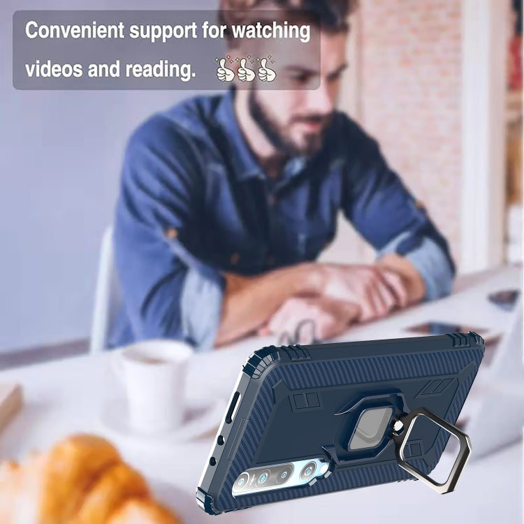 For Xiaomi Mi 10 / 10 Pro Carbon Fiber Protective Case with 360 Degree Rotating Ring Holder