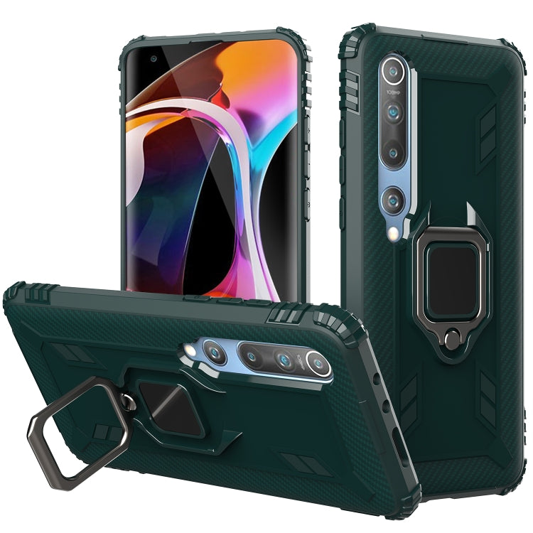 For Xiaomi Mi 10 / 10 Pro Carbon Fiber Protective Case with 360 Degree Rotating Ring Holder