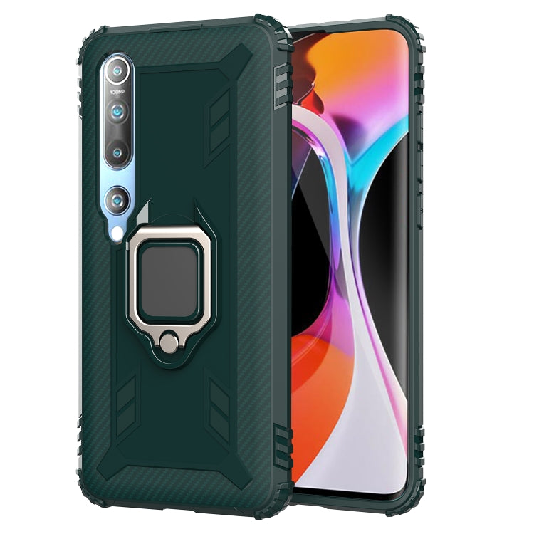 For Xiaomi Mi 10 / 10 Pro Carbon Fiber Protective Case with 360 Degree Rotating Ring Holder