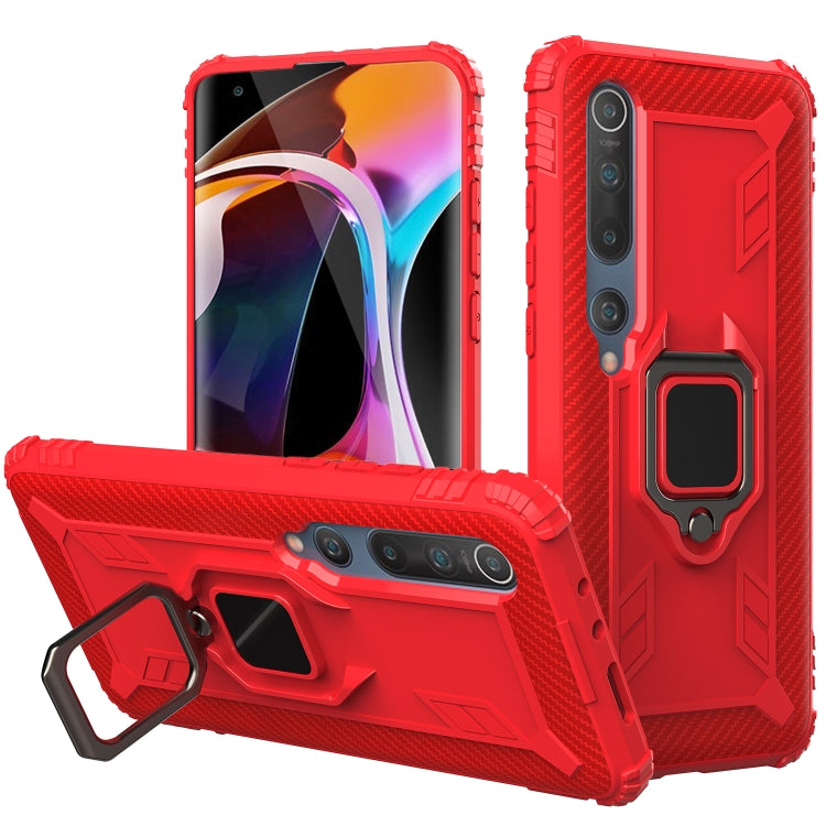 For Xiaomi Mi 10 / 10 Pro Carbon Fiber Protective Case with 360 Degree Rotating Ring Holder