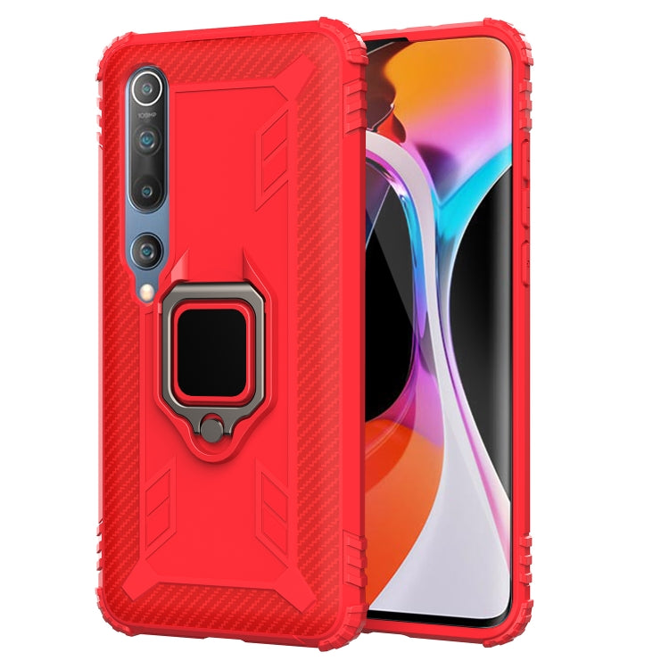 For Xiaomi Mi 10 / 10 Pro Carbon Fiber Protective Case with 360 Degree Rotating Ring Holder