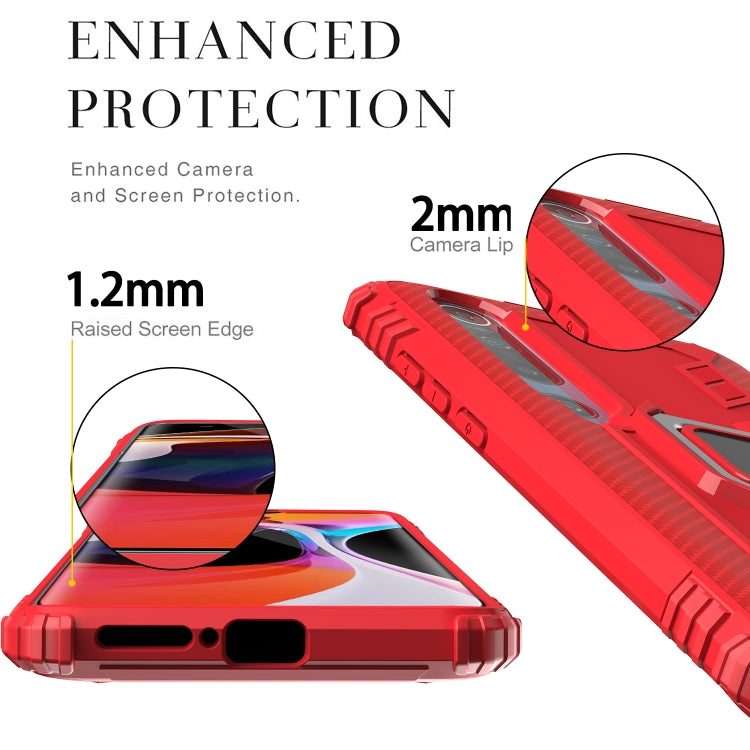 For Xiaomi Mi 10 / 10 Pro Carbon Fiber Protective Case with 360 Degree Rotating Ring Holder