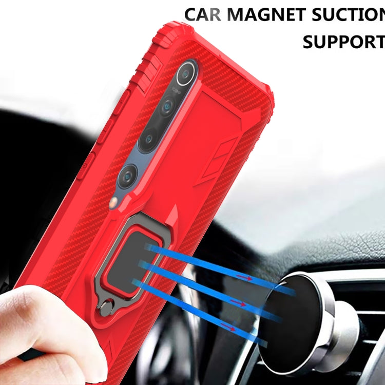 For Xiaomi Mi 10 / 10 Pro Carbon Fiber Protective Case with 360 Degree Rotating Ring Holder