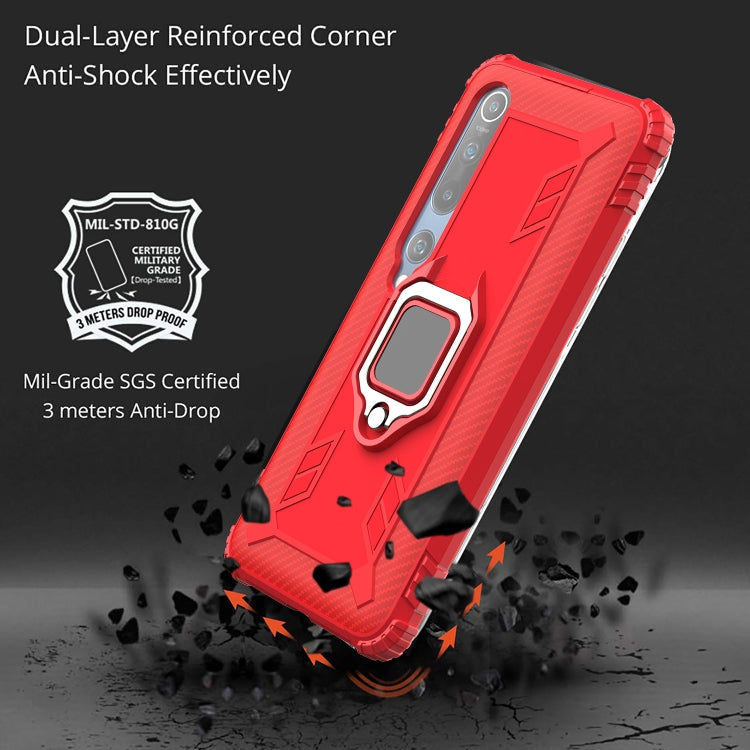 For Xiaomi Mi 10 / 10 Pro Carbon Fiber Protective Case with 360 Degree Rotating Ring Holder