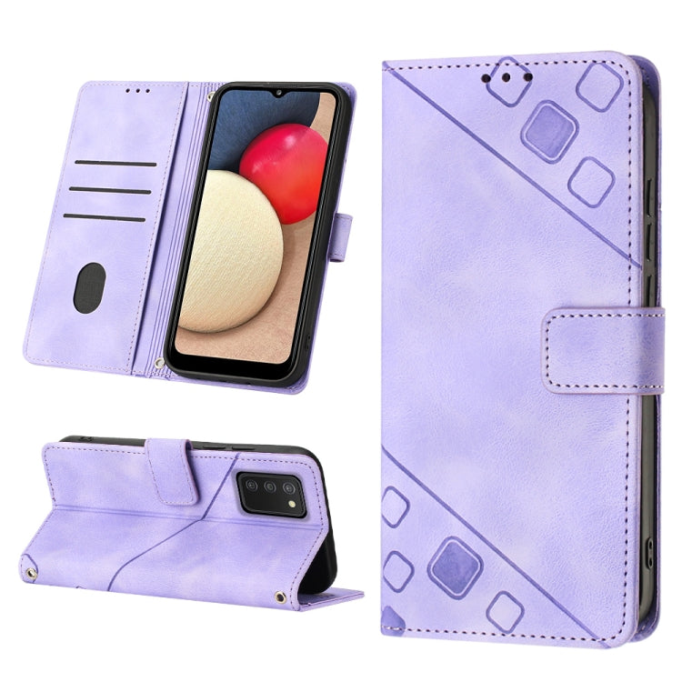 For Samsung Galaxy A02s 164mm Skin-feel Embossed Leather Phone Case