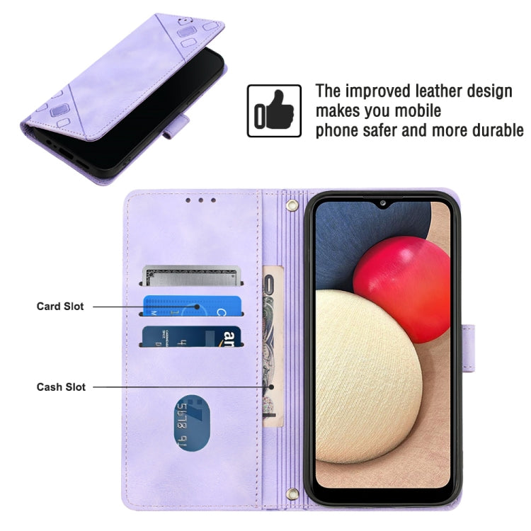 For Samsung Galaxy A02s 164mm Skin-feel Embossed Leather Phone Case