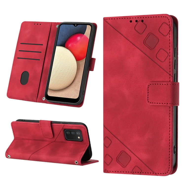 For Samsung Galaxy A02s 164mm Skin-feel Embossed Leather Phone Case