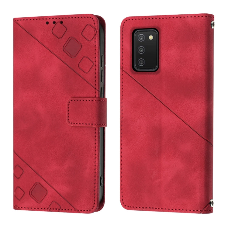 For Samsung Galaxy A02s 164mm Skin-feel Embossed Leather Phone Case