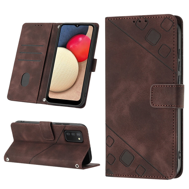 For Samsung Galaxy A02s 164mm Skin-feel Embossed Leather Phone Case