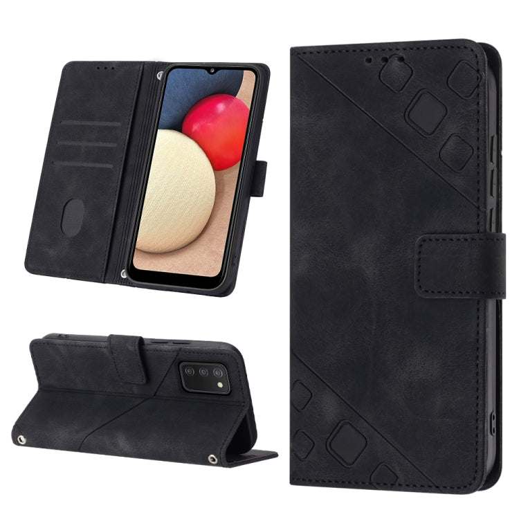 For Samsung Galaxy A02s 164mm Skin-feel Embossed Leather Phone Case