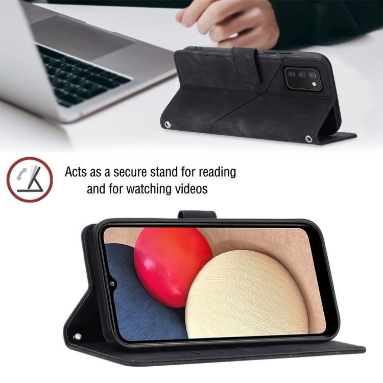 For Samsung Galaxy A02s 164mm Skin-feel Embossed Leather Phone Case