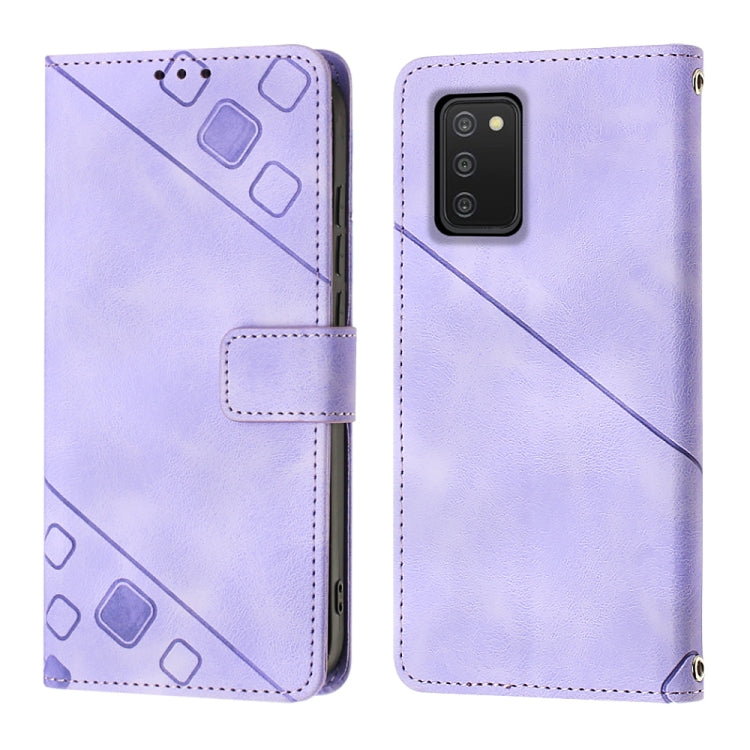 For Samsung Galaxy A02s 166mm Skin-feel Embossed Leather Phone Case