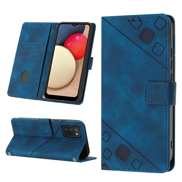 For Samsung Galaxy A02s 166mm Skin-feel Embossed Leather Phone Case