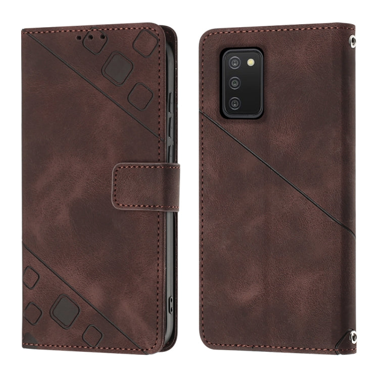 For Samsung Galaxy A02s 166mm Skin-feel Embossed Leather Phone Case