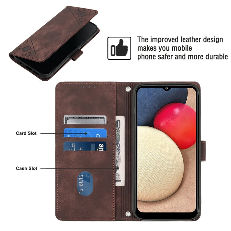 For Samsung Galaxy A02s 166mm Skin-feel Embossed Leather Phone Case