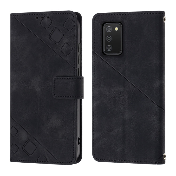 For Samsung Galaxy A02s 166mm Skin-feel Embossed Leather Phone Case