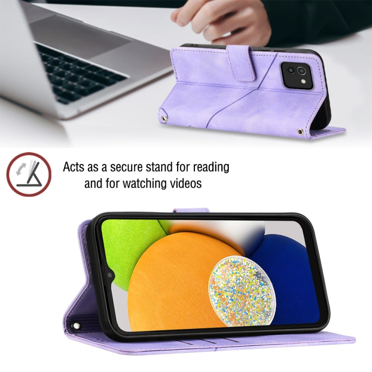 For Samsung Galaxy A03 166mm EU Version Skin-feel Embossed Leather Phone Case